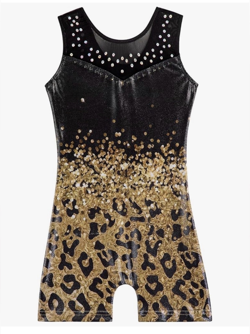 Gold Leopard Gymnastics Leotard, size 7-8